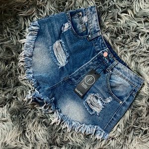 High waisted Distressed Denim Shorts